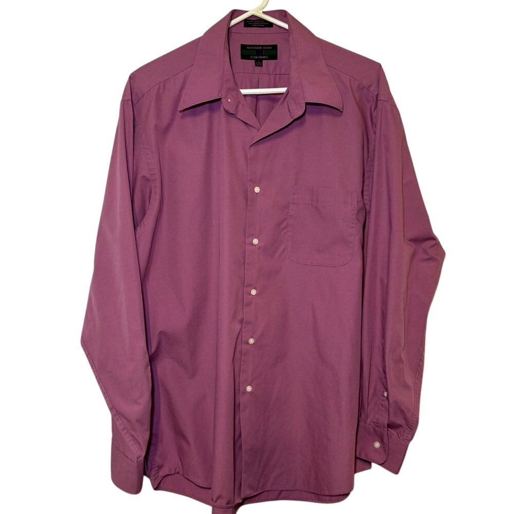 Vintage ALEXANDER JULIAN COLOURS Pink Wine Button Down Dress Shirt Size Large